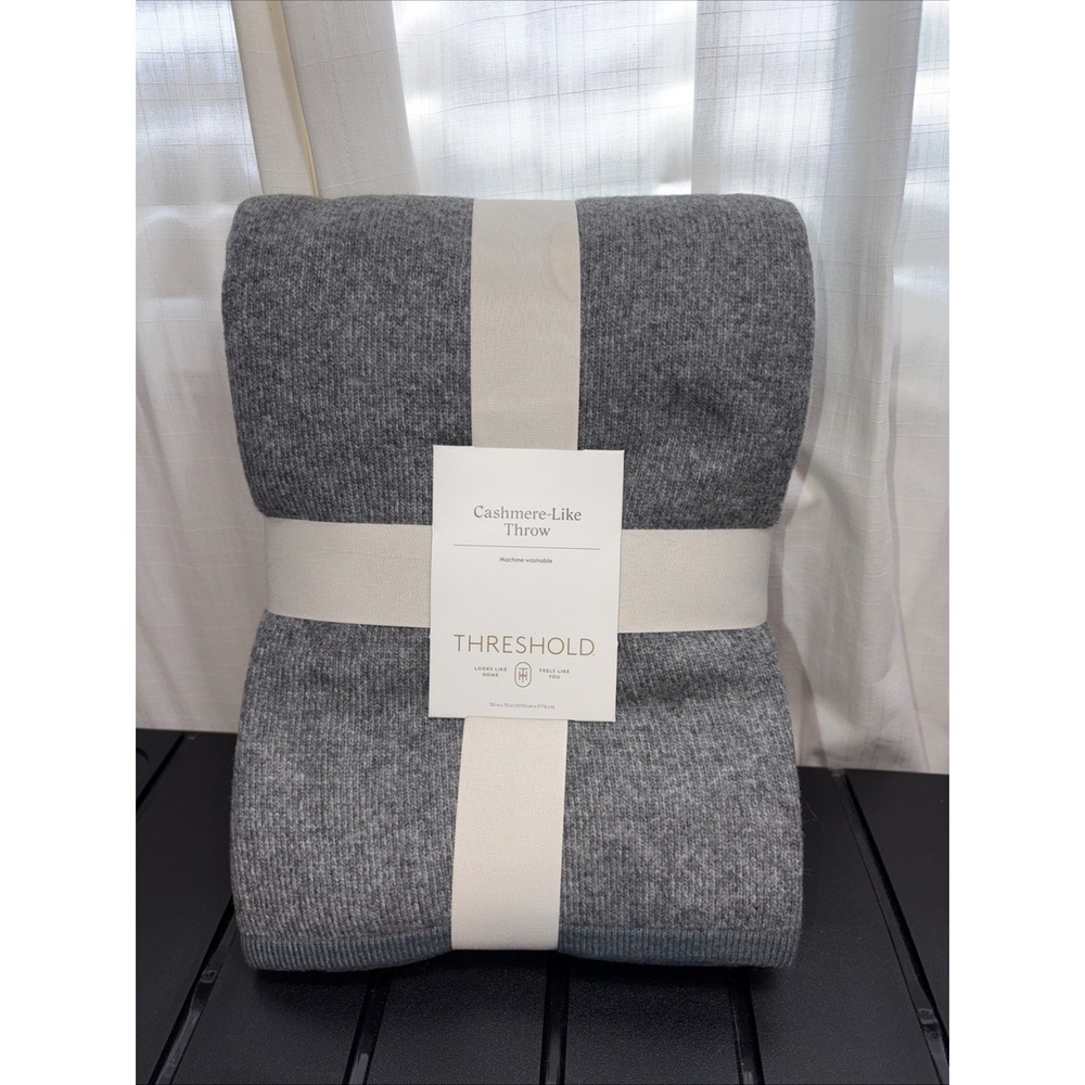 NWT Cozy Collection Cozy Faux Cashmere Knit Throw Gray Threshold Studio McGee